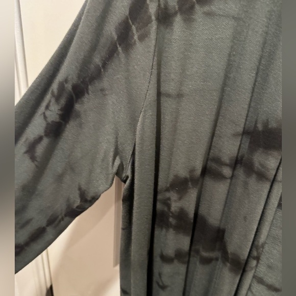 LA Made Open Front Tie Dye Long Sleeve Moss/Black Modal Long Sleeve Womens L - Picture 2 of 4